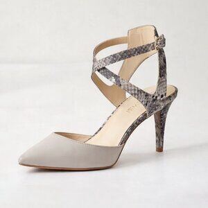 🎬✨ Nine West - “Paddysday” Heels - Pointed Toe Snakeskin Strap 9M